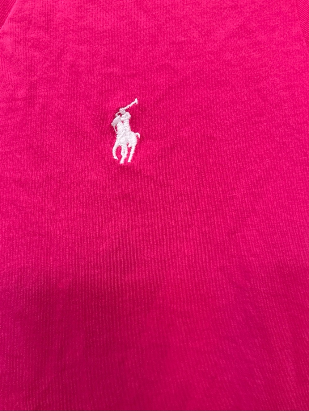 Ralph Lauren Women's V-Neck Tee in Bright Pink with Embroidered Pony - Picture 5 of 7
